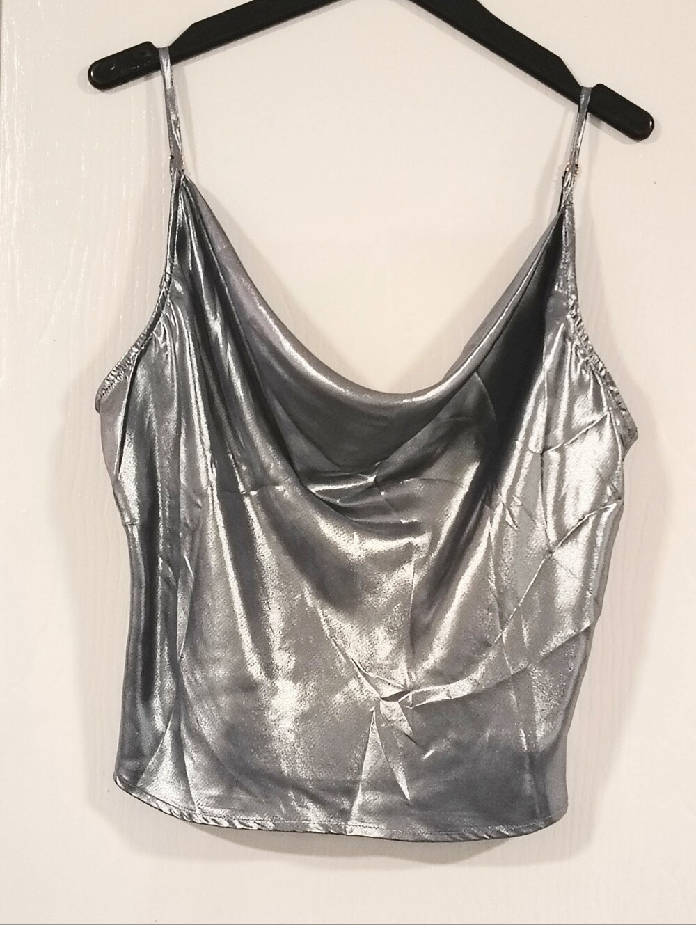 NWT Free People x Intimately FP Sunset Shimmer Woven Cami Silver Women's Large - Picture 4 of 10